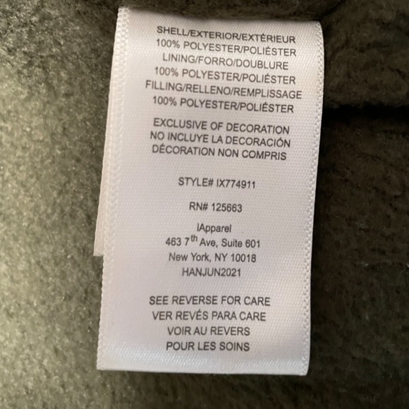 iXtreme Olive Green Puffer Coat W/Hood with orange & white along zipper Sz 3T - Picture 5 of 6